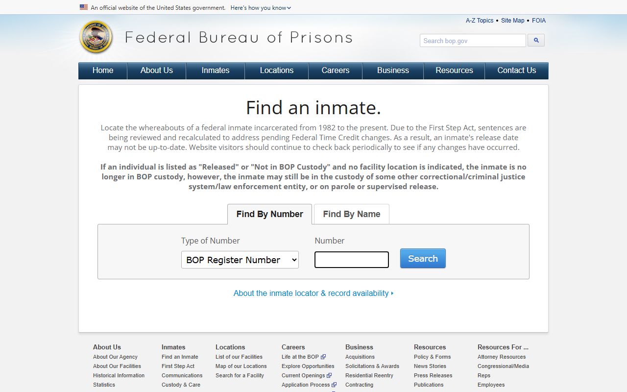 Federal Bureau of Prisons inmate locator used to track Sonoma County released inmates in federal custody