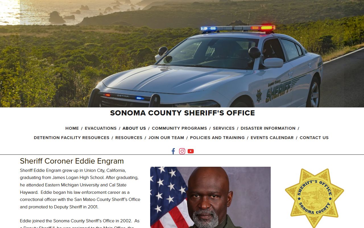 Sonoma County criminal records sheriff biography